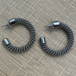 Silver tone hoop pierced earrings